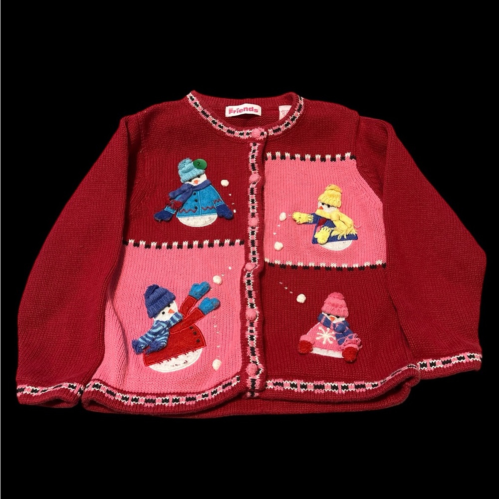Festive Kids Sweater with Snowman Design